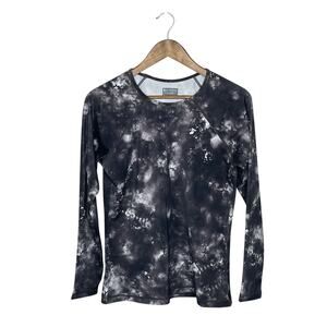 Athleta Supernova Crew RashGuard Black and White Long Sleeve Top Size L